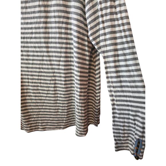 Matilda Jane Long Sleeve Top XL Womens Grey White Striped Stretch Normcore - Picture 2 of 4